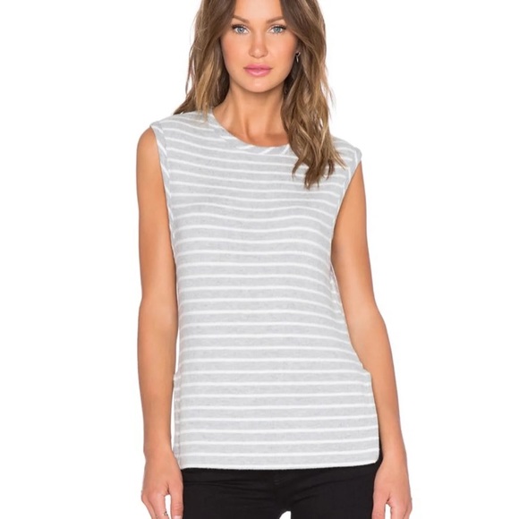 HYE PARK & LUNE GRAY AND WHITE STRIPED DYLAN TANK - Picture 2 of 3